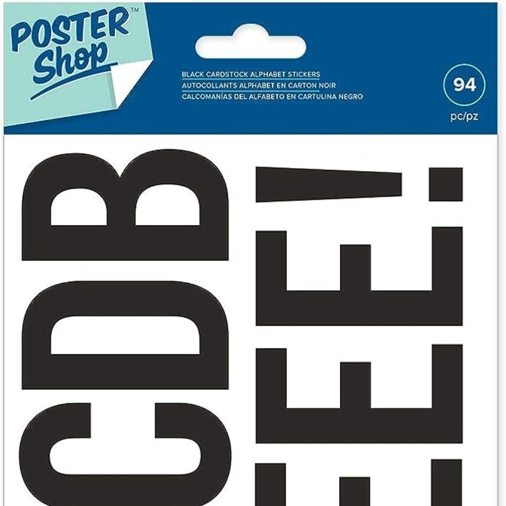 American Crafts Alpha Stickers Black 345590 Cardstock Alphabet Poster Shop